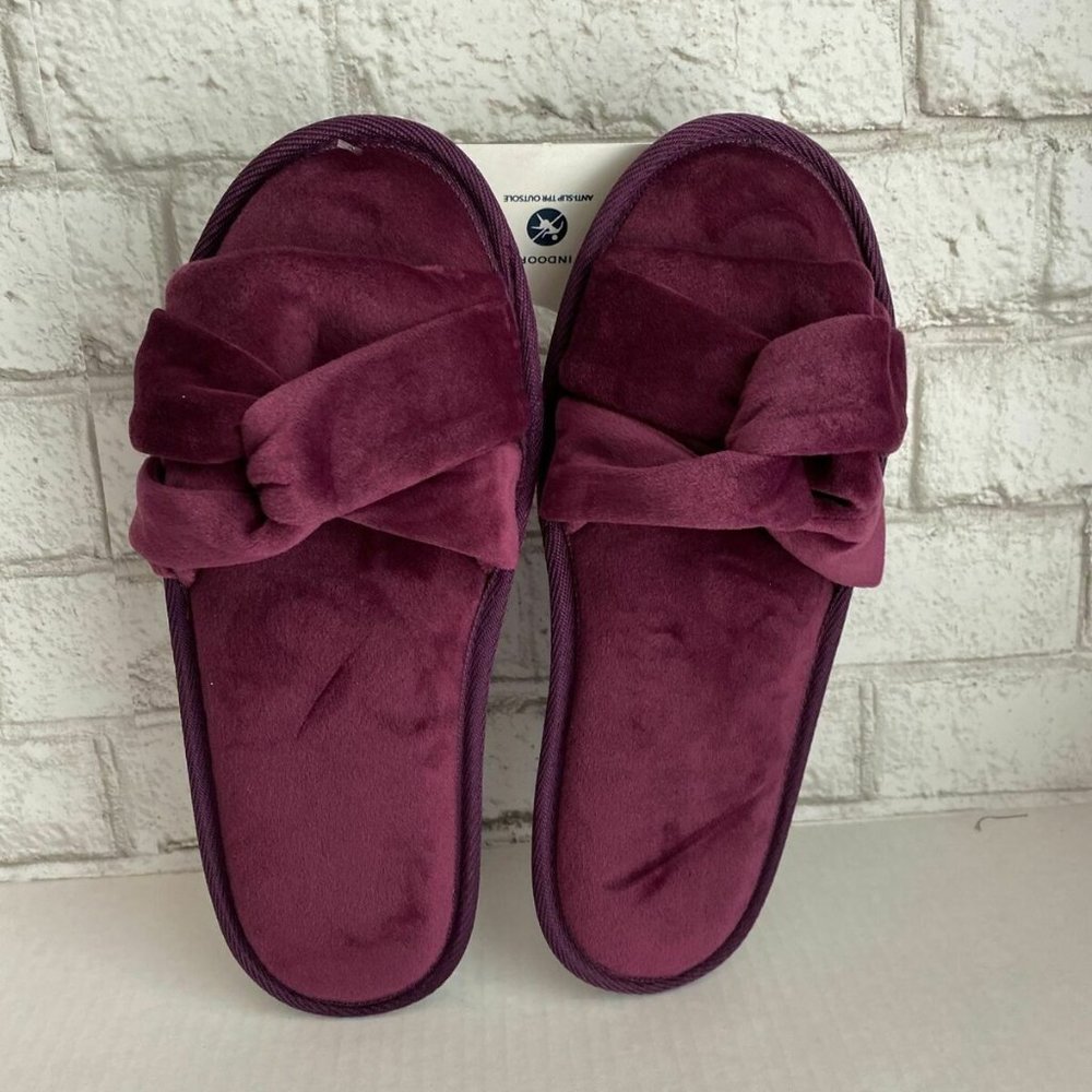 Charter Club Twisted Open Toe Memory Foam Slippers Size L